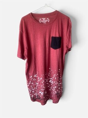 San Francisco Work Shirts Crewneck Tee with Contrast Pocket — Red Splatter